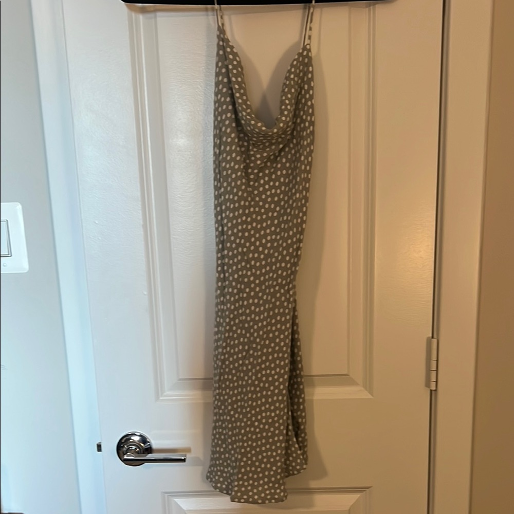 Abercrombie & Fitch Safe Green and White Polka Dot Slip Dress
